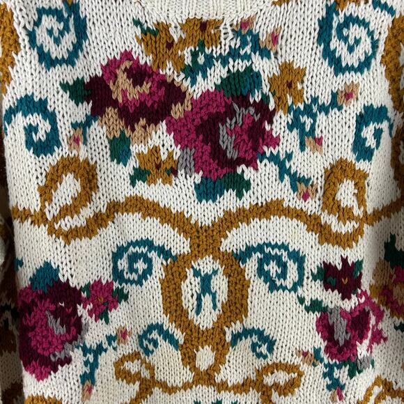 Reference Point Vintage Gold & Burgundy Tunic Sweater Western Boho (L) - Picture 2 of 8